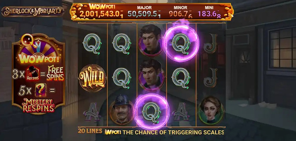 Slot machine Sherlock e Moriarty WOWPot con Jackpot 